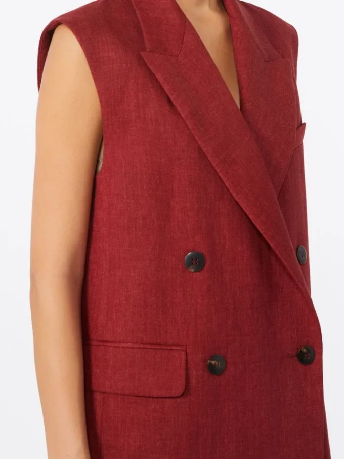 Linnen twill vest, baksteenrood
