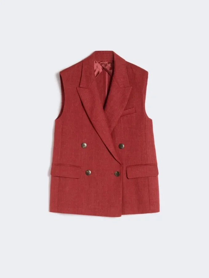 Linnen twill vest, baksteenrood