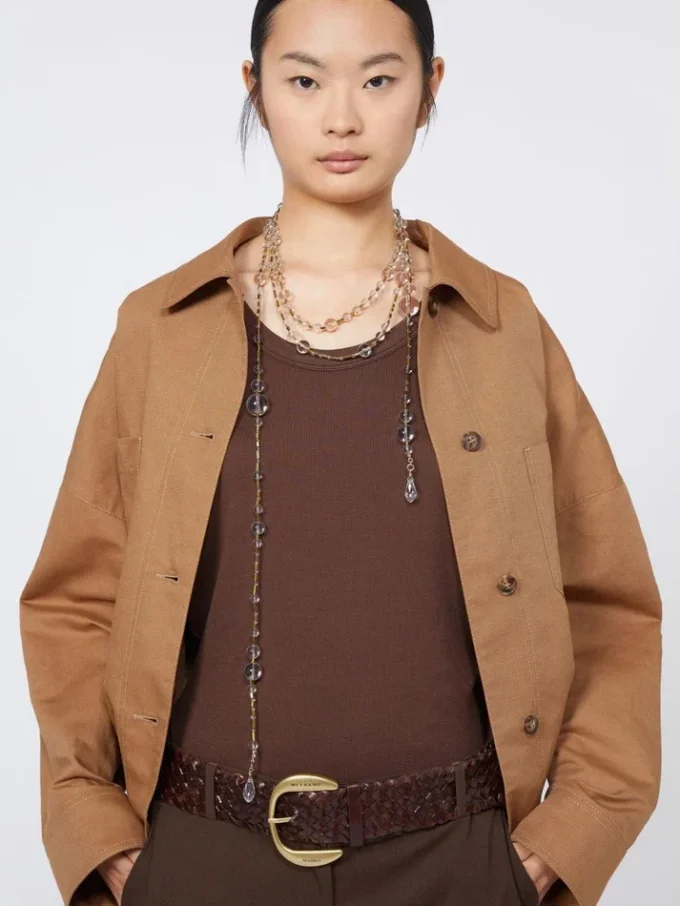 Meerstrengige ketting van metaal en glas, optisch wit Meerstrengige ketting van metaal en glas, optisch wit
