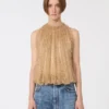 Mesh top met kristallen, camel Mesh top met kristallen, camel