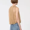 Mesh top met kristallen, camel Mesh top met kristallen, camel