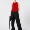Mesh top met kristallen, rood