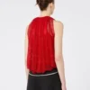 Mesh top met kristallen, rood