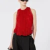 Mesh top met kristallen, rood