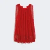 Mesh top met kristallen, rood