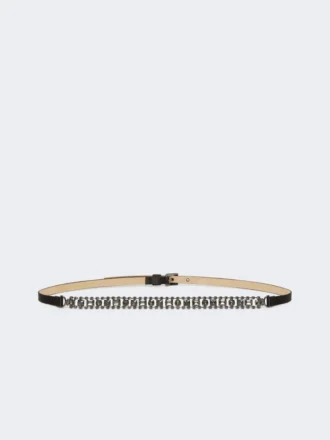 Met juwelen versierde satijnen riem, zwart