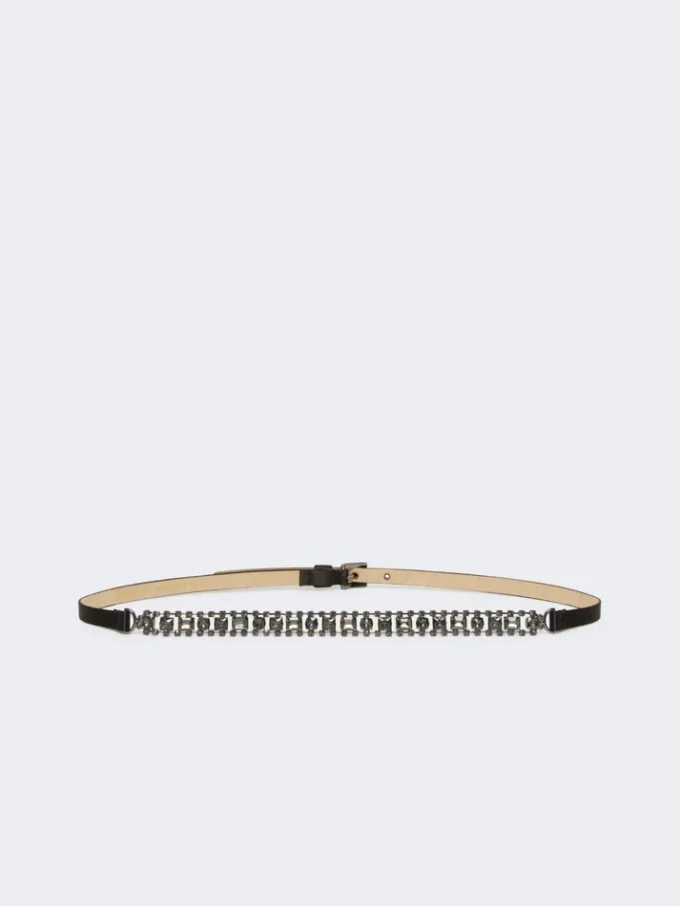 Met juwelen versierde satijnen riem, zwart Met juwelen versierde satijnen riem, zwart