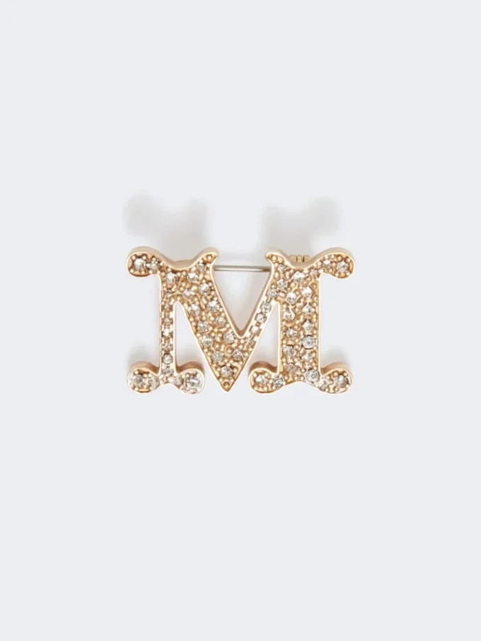 Met kristallen versierde monogrambroche, optisch wit Met kristallen versierde monogrambroche, optisch wit