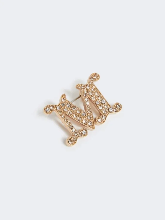 Met kristallen versierde monogrambroche, optisch wit Met kristallen versierde monogrambroche, optisch wit