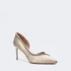 Met kristallen versierde satijnen pumps, kleur nude Met kristallen versierde satijnen pumps, kleur nude