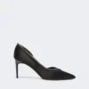 Met kristallen versierde satijnen pumps, zwart