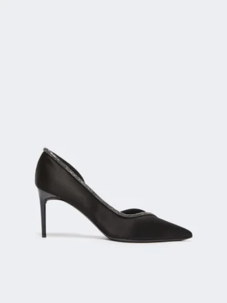 Met kristallen versierde satijnen pumps, zwart