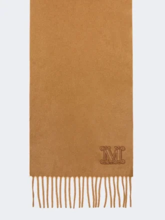 Met monogram geborduurde kasjmier stola, tabak