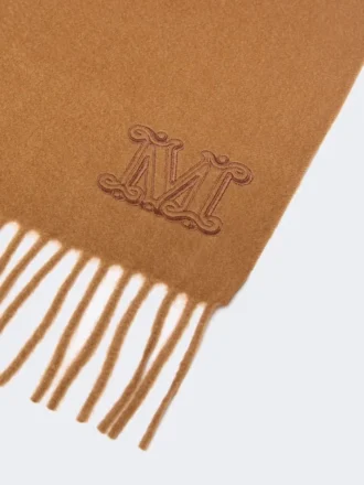 Met monogram geborduurde kasjmier stola, tabak