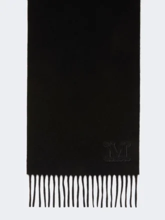 Met monogram geborduurde kasjmier stola, zwart