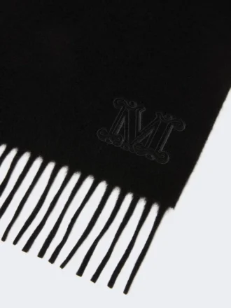 Met monogram geborduurde kasjmier stola, zwart