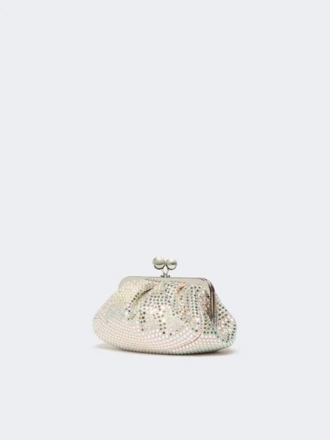 Met strass versierde kleine satijnen Pasticcino-tas, antiekroze Met strass versierde kleine satijnen Pasticcino-tas, antiekroze