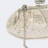 Met strass versierde kleine satijnen Pasticcino-tas, antiekroze Met strass versierde kleine satijnen Pasticcino-tas, antiekroze