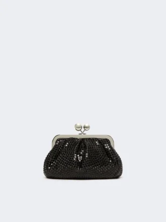 Met strass versierde kleine satijnen Pasticcino-tas, donkergrijs