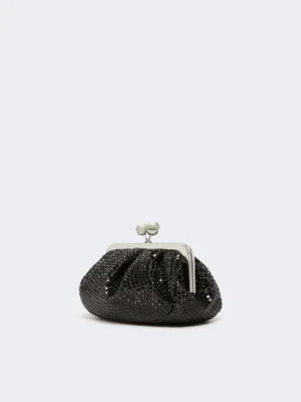 Met strass versierde kleine satijnen Pasticcino-tas, donkergrijs