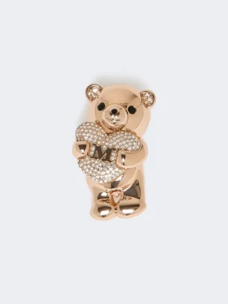 Metalen broche met strass-steentjes, antiekroze