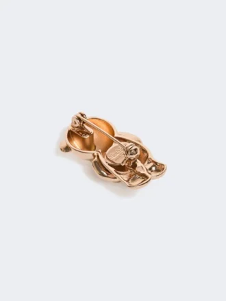 Metalen broche met strass-steentjes, antiekroze