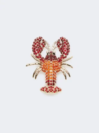 Metalen broche met strass-steentjes, donkerrood Metalen broche met strass-steentjes, donkerrood