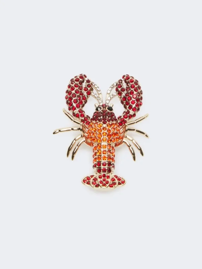 Metalen broche met strass-steentjes, donkerrood Metalen broche met strass-steentjes, donkerrood