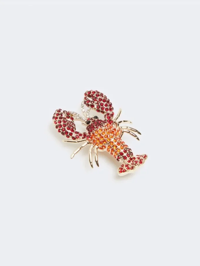 Metalen broche met strass-steentjes, donkerrood Metalen broche met strass-steentjes, donkerrood