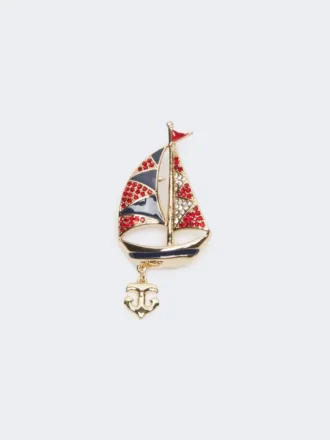 Metalen broche met strass-steentjes, hemelsblauw Metalen broche met strass-steentjes, hemelsblauw