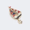 Metalen broche met strass-steentjes, hemelsblauw Metalen broche met strass-steentjes, hemelsblauw