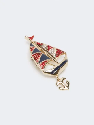 Metalen broche met strass-steentjes, hemelsblauw Metalen broche met strass-steentjes, hemelsblauw