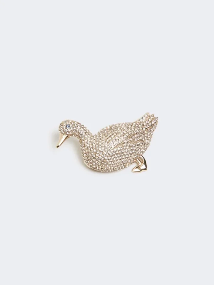 Metalen broche met strass-steentjes, optisch wit Metalen broche met strass-steentjes, optisch wit