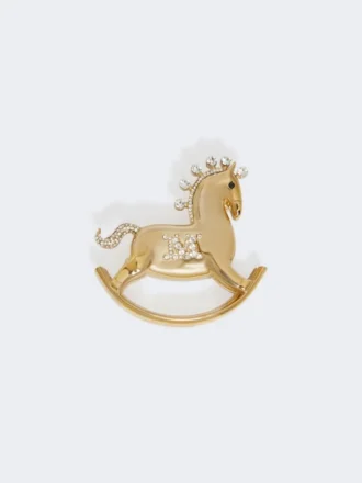 Metalen broche met strass-steentjes, rood