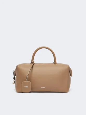 Middelgrote bowler van natuurlijk leer, kleur mud
