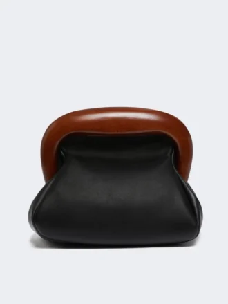 Middelgrote leren Bouba-tas, zwart