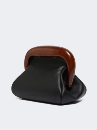 Middelgrote leren Bouba-tas, zwart