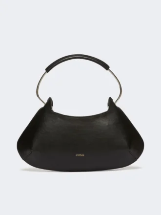Middelgrote leren Caju-tas, zwart