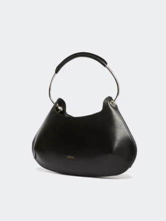 Middelgrote leren Caju-tas, zwart