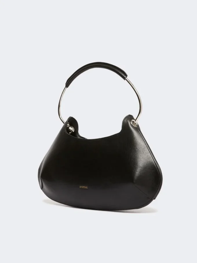 Middelgrote leren Caju-tas, zwart Middelgrote leren Caju-tas, zwart