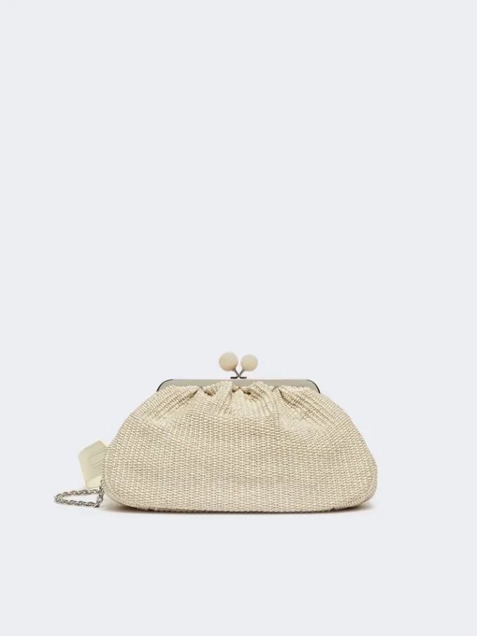 Middelgrote pasticcino-tas met raffia-effect, tortelduif Middelgrote pasticcino-tas met raffia-effect, tortelduif