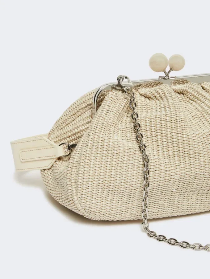 Middelgrote pasticcino-tas met raffia-effect, tortelduif Middelgrote pasticcino-tas met raffia-effect, tortelduif
