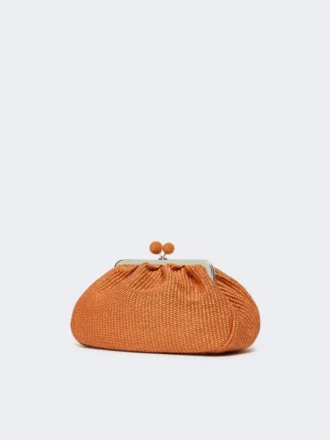 Middelgrote pasticcino-tas met raffia-effect, zalmkleurig
