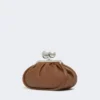 Middelgrote Pasticcino-tas van glanzend nappaleer, tabakskleur