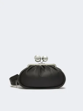Middelgrote Pasticcino-tas van glanzend nappaleer, zwart