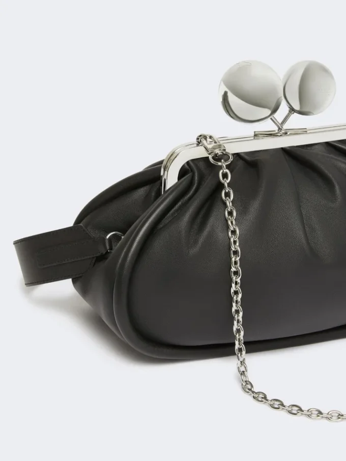 Middelgrote Pasticcino-tas van glanzend nappaleer, zwart Middelgrote Pasticcino-tas van glanzend nappaleer, zwart