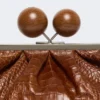 Middelgrote Pasticcino-tas van leer met krokodillenprint, roodbruin