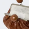 Middelgrote Pasticcino-tas van leer met krokodillenprint, roodbruin