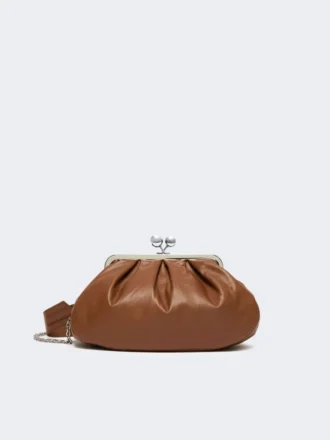 Middelgrote Pasticcino-tas van schapenleer, tabak