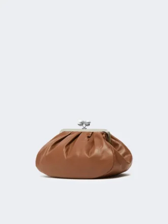 Middelgrote Pasticcino-tas van schapenleer, tabak